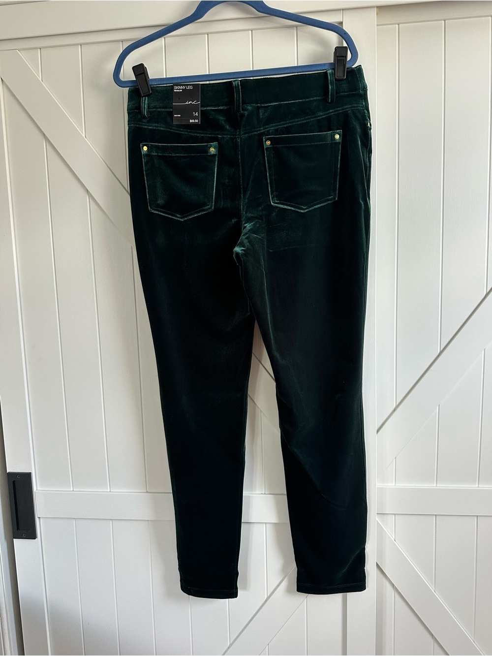 INC International Concepts Hunter Green Velvet Skinny Pants Size 14 NWT - Picture 3 of 7